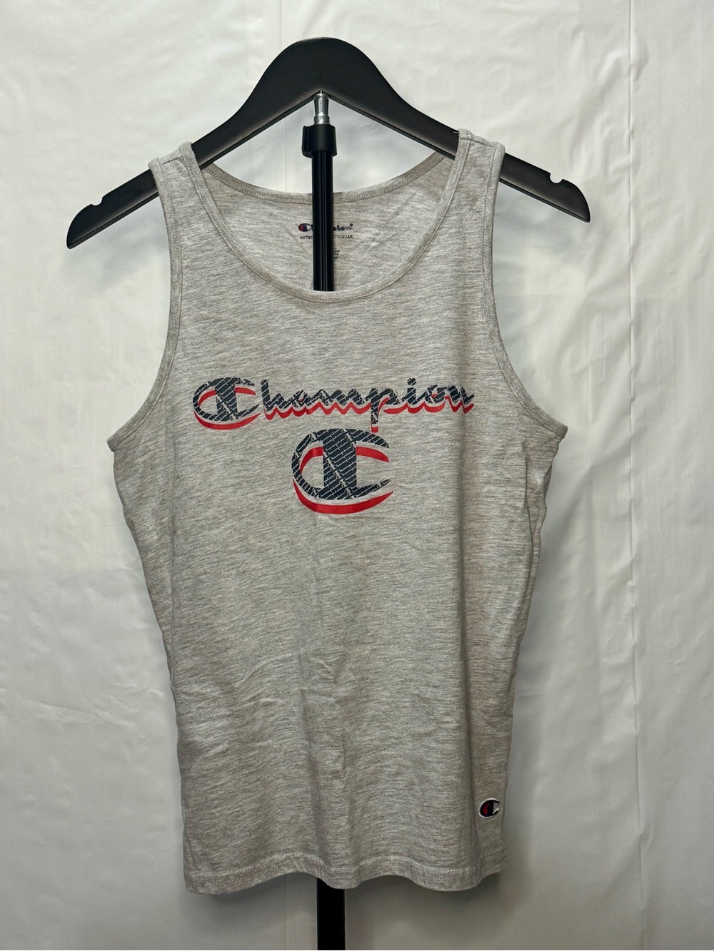 Champion Heather Gray Tank Top with Red & Navy Logo